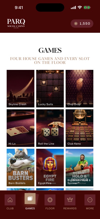 The games wing — Six house games and every slot on the floor.