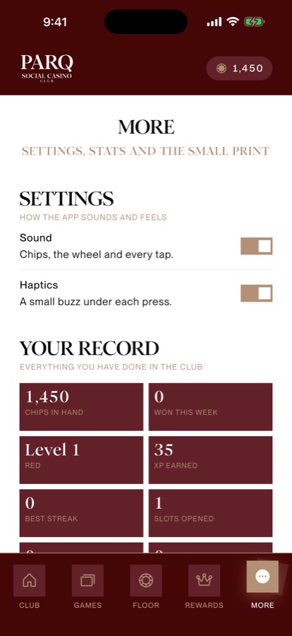 Your record — Every number the Club keeps on you.